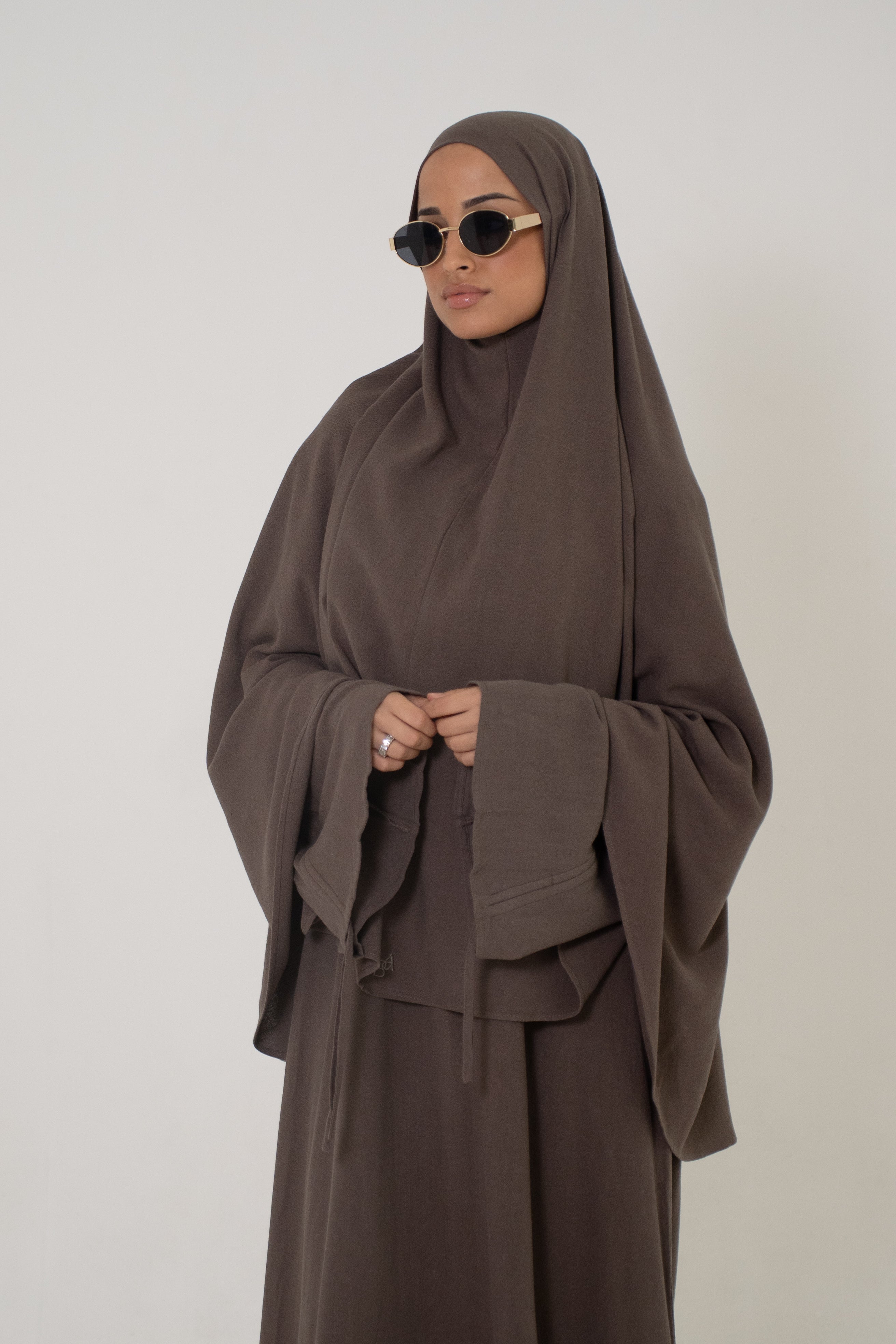 Linen Lace Abaya & Khimar Set