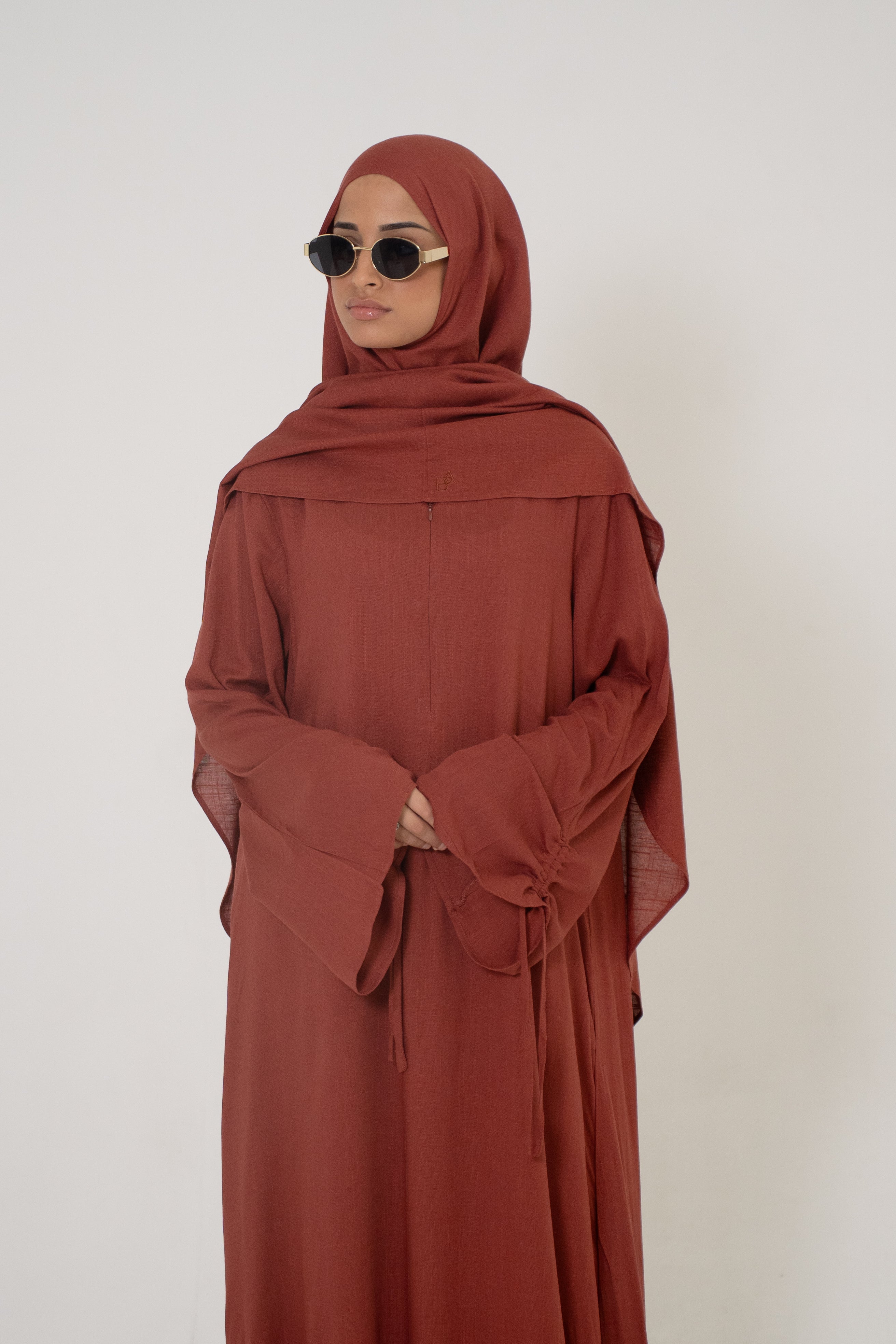 Linen Lace Abaya & Khimar Set