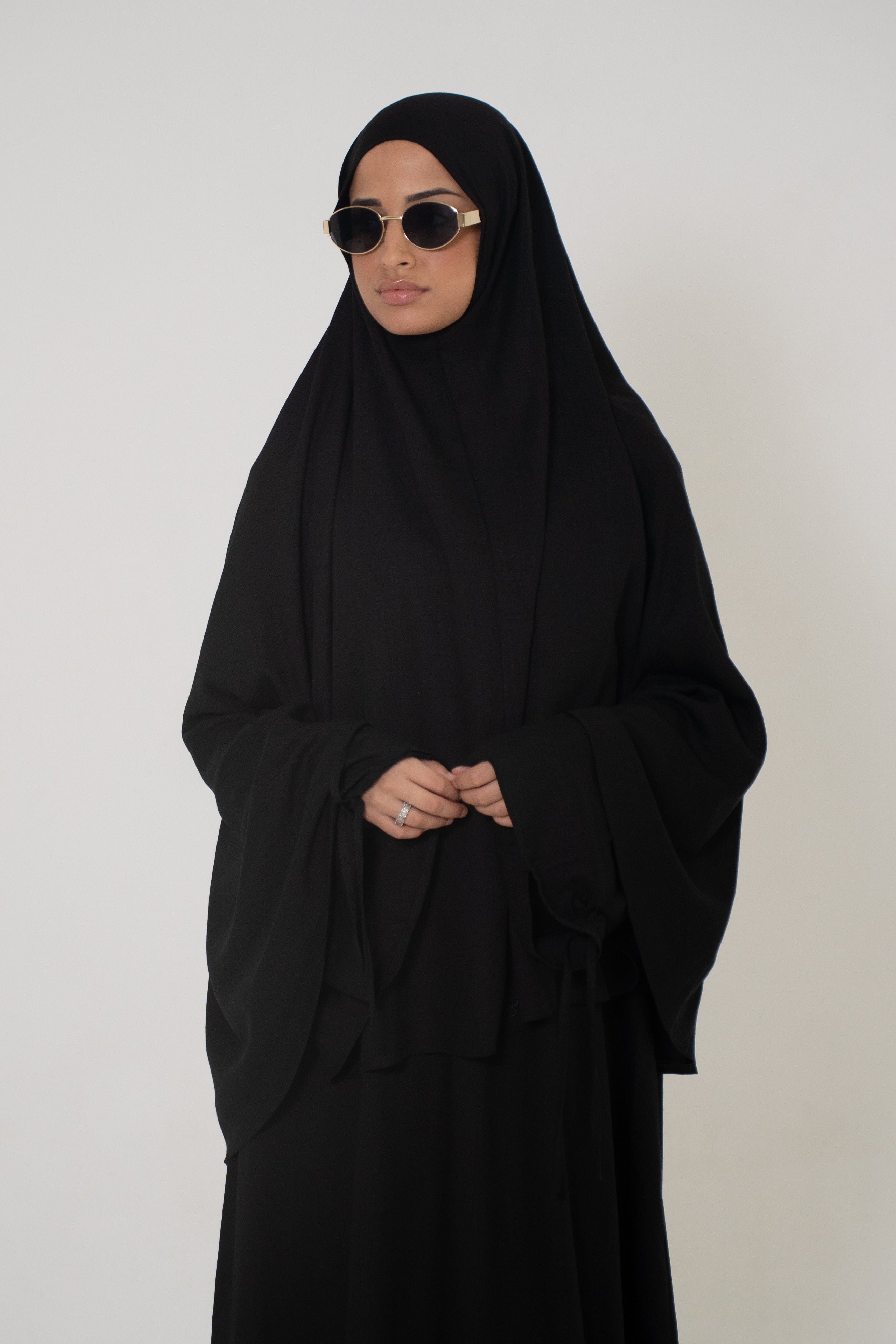 Linen Lace Abaya & Khimar Set