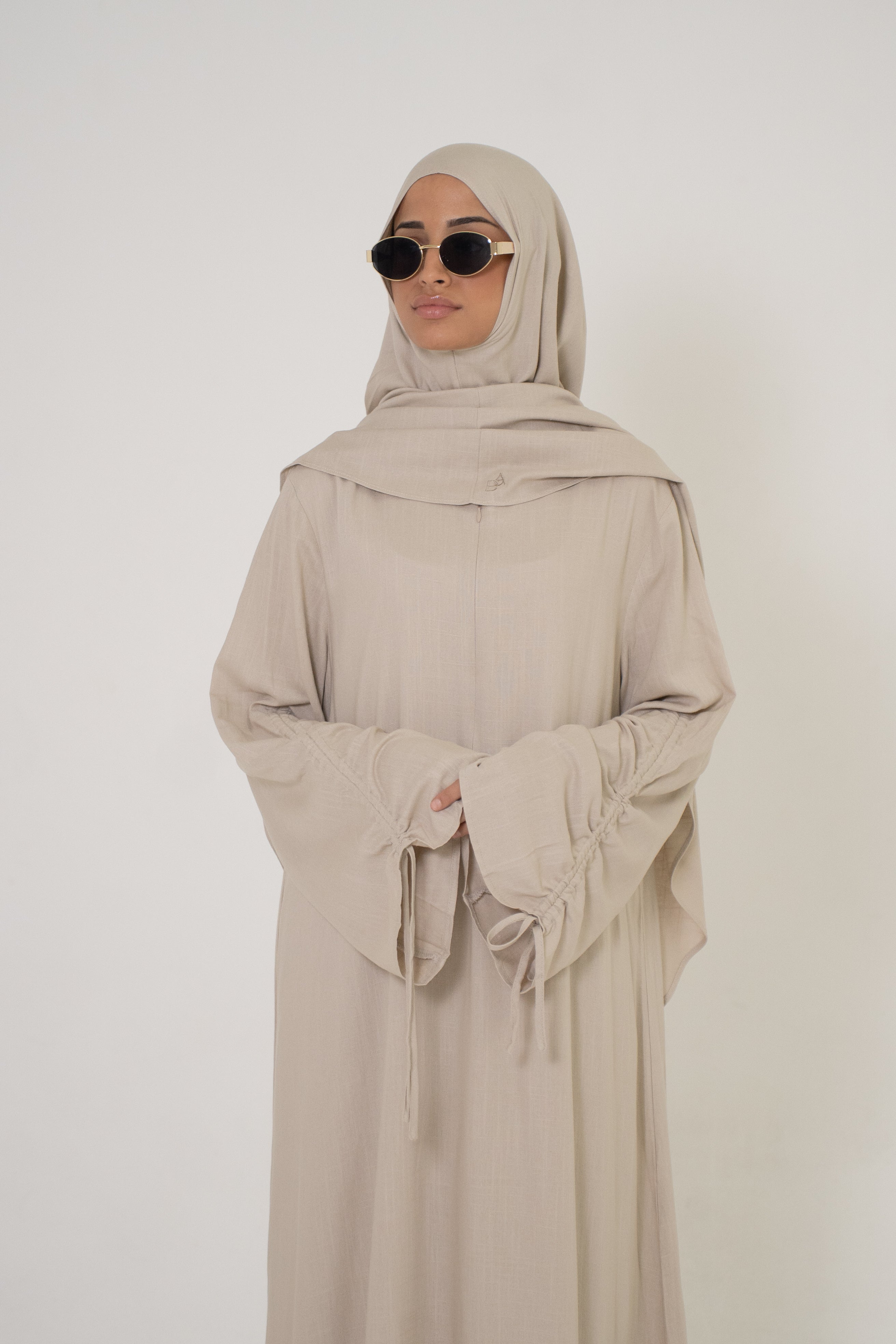 Linen Lace Abaya & Khimar Set