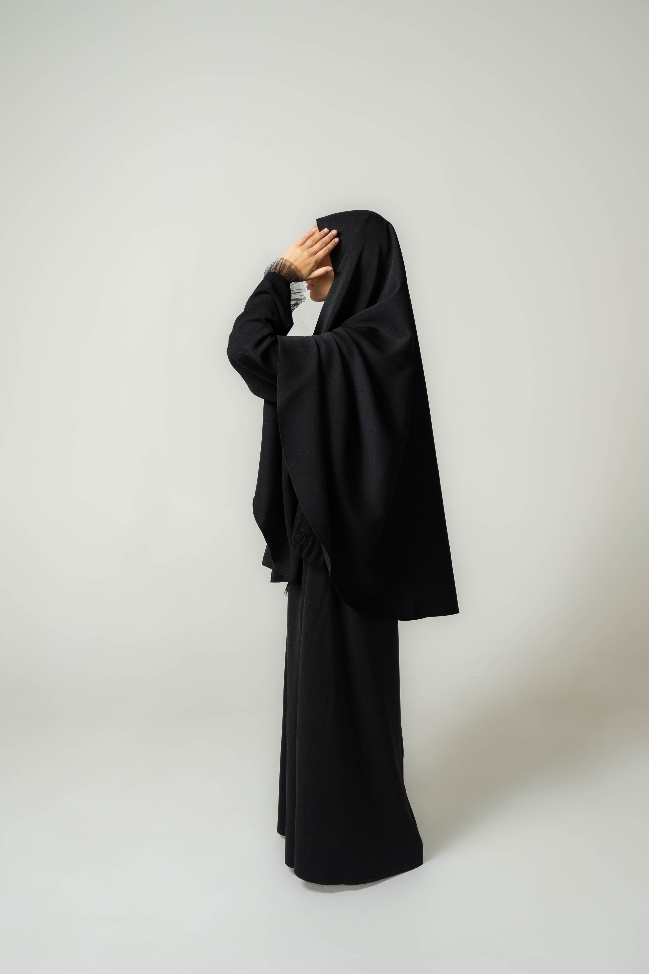 Sweater Mesh Abaya & Khimar Set