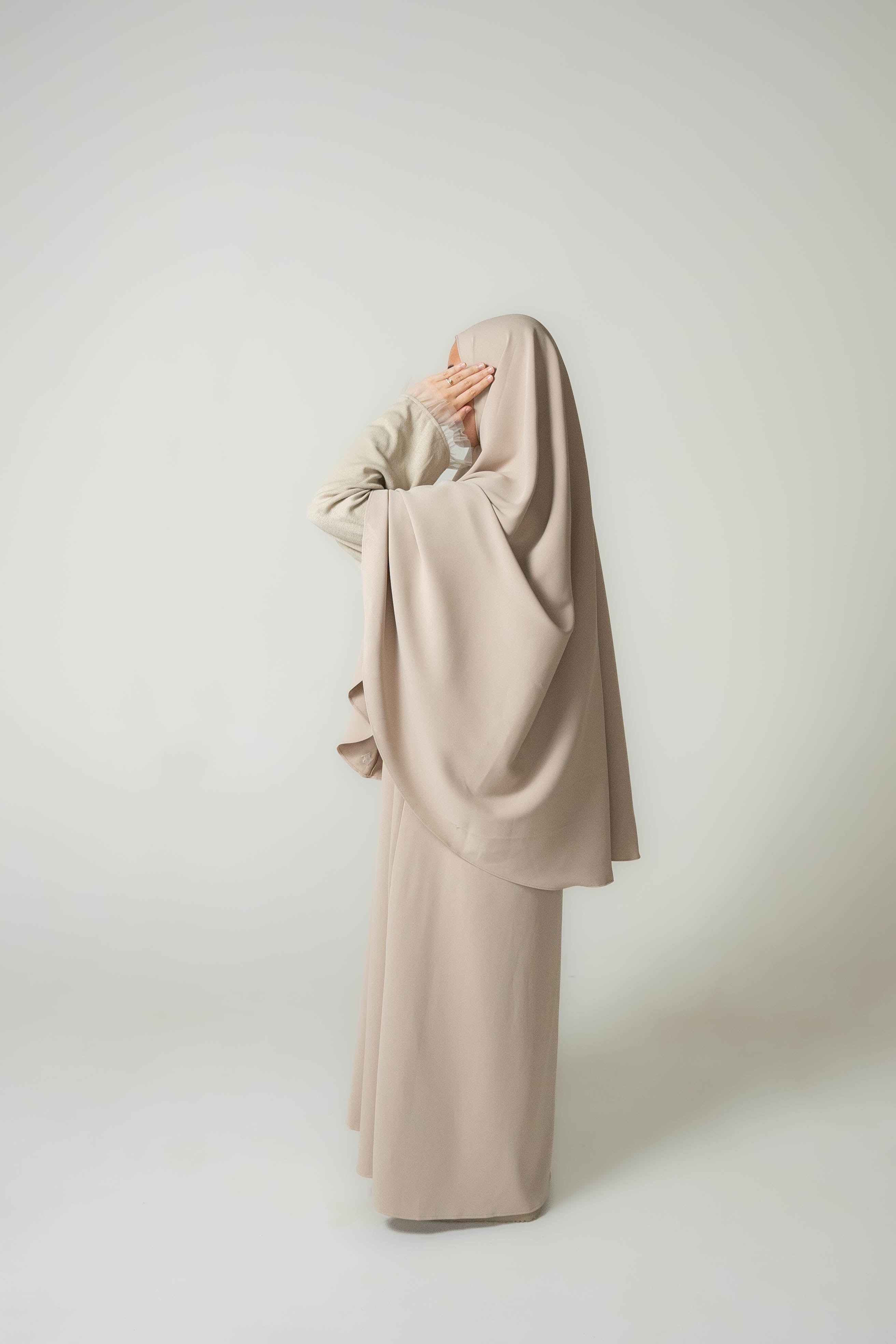 Sweater Mesh Abaya & Khimar Set