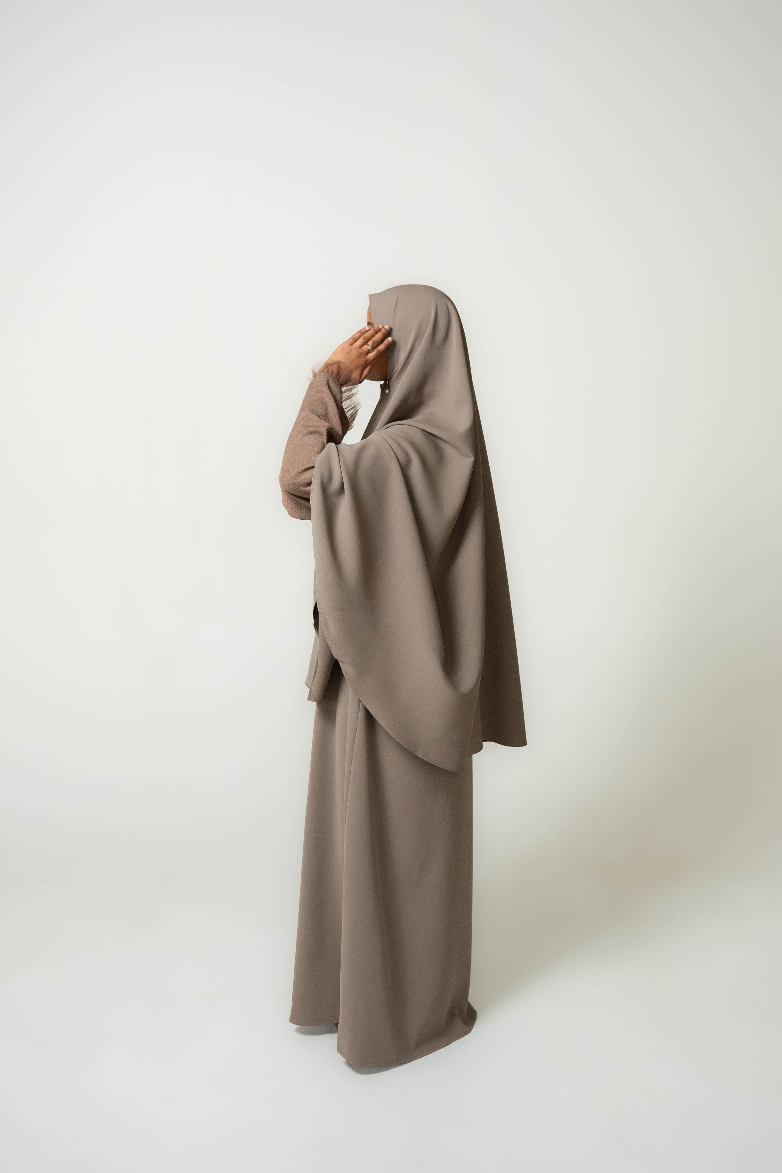 Sweater Mesh Abaya & Khimar Set