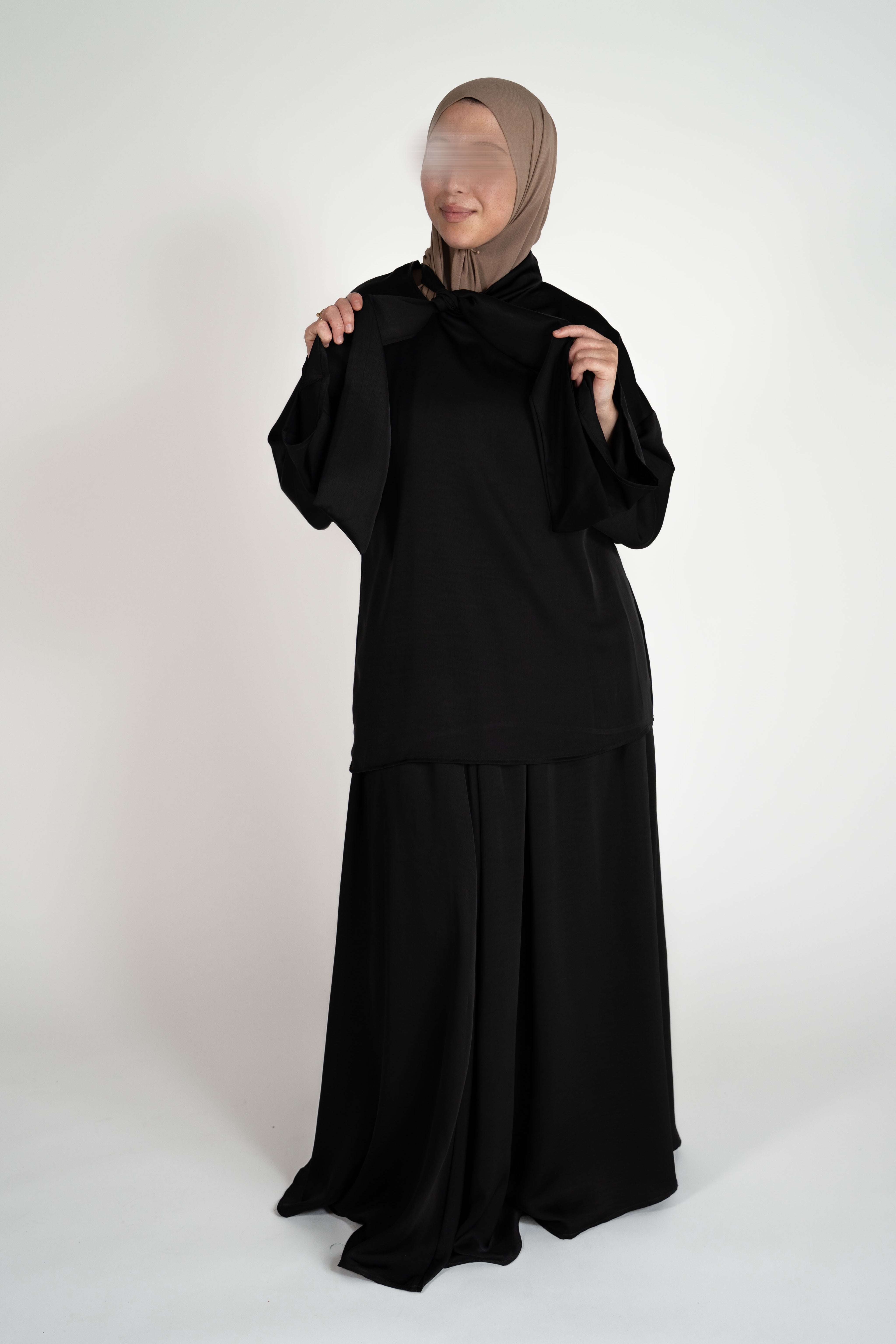 Shawl Drape Blouse & Skirt Set