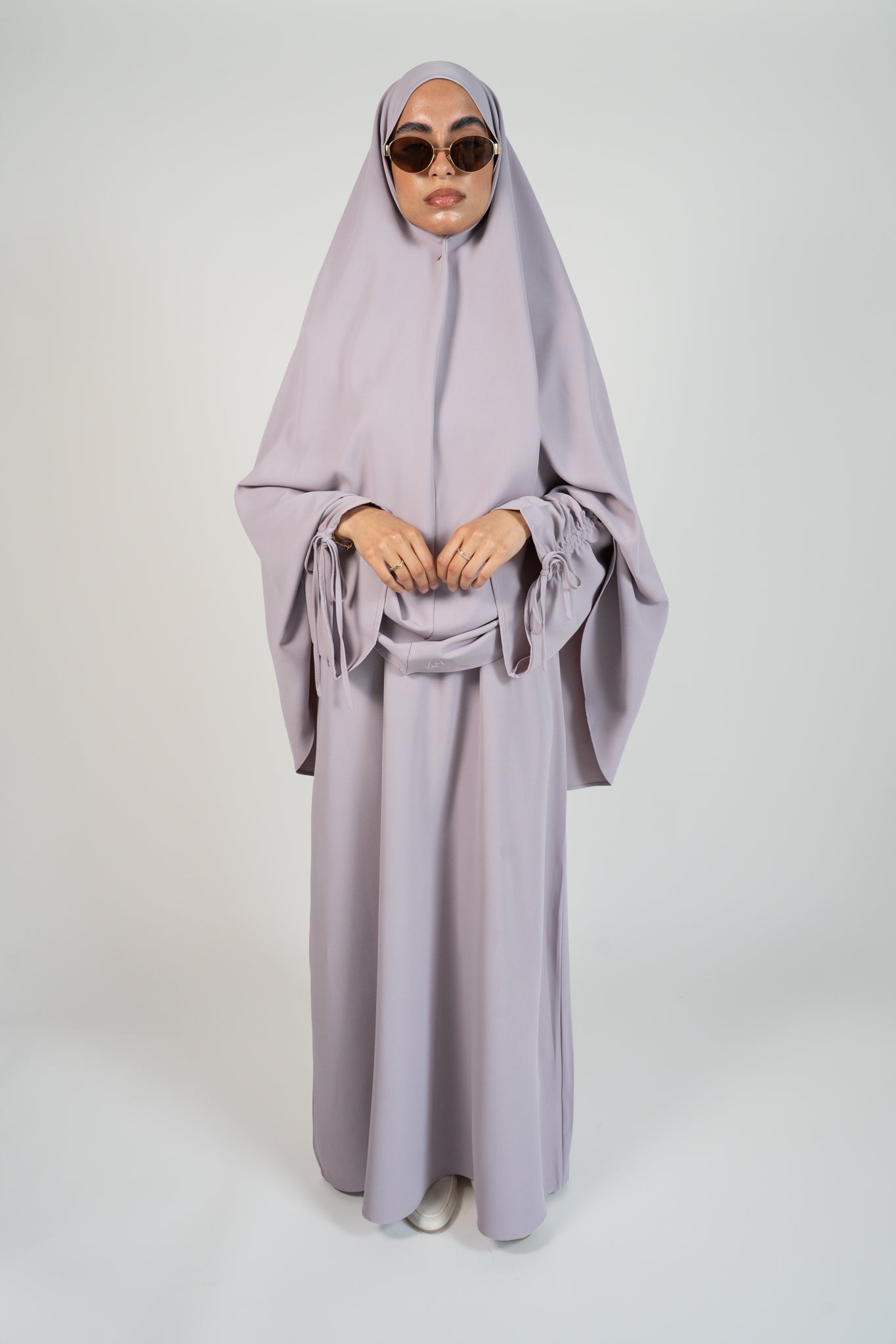 Soft Lace Abaya & Khimar Set Summer Edition - Purple Dove