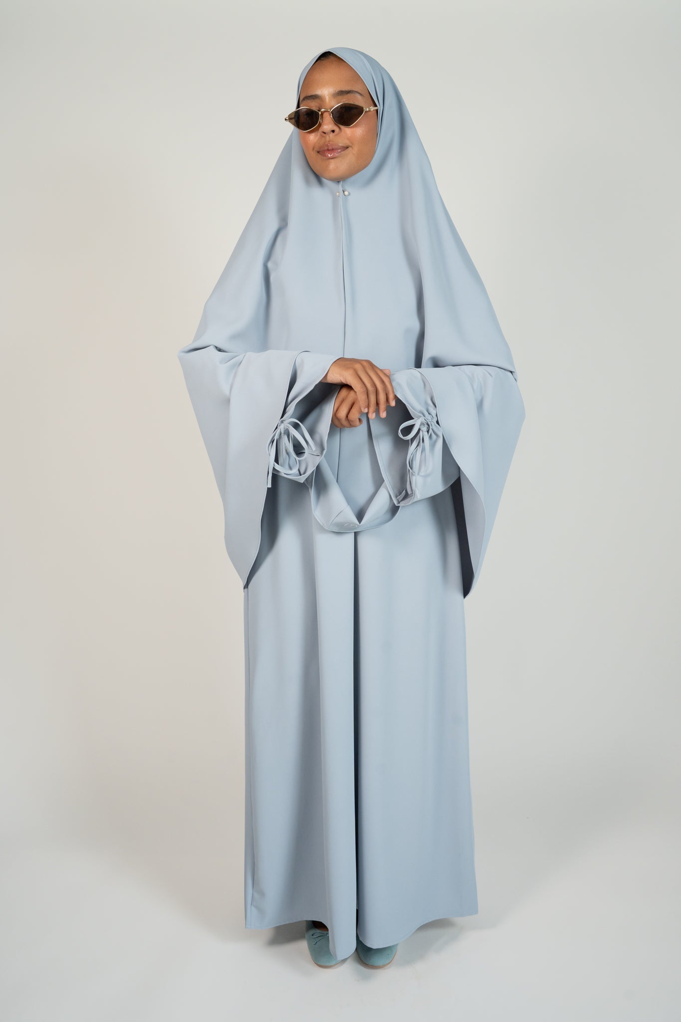 Soft Lace Abaya & Khimar Set Summer Edition - Wispy Blue