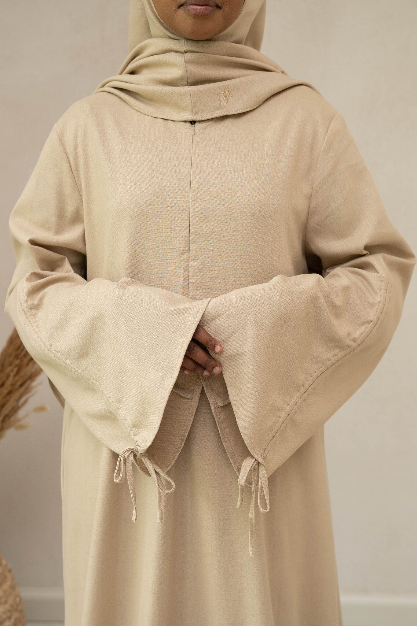 Linen Lace Abaya & Khimar Set