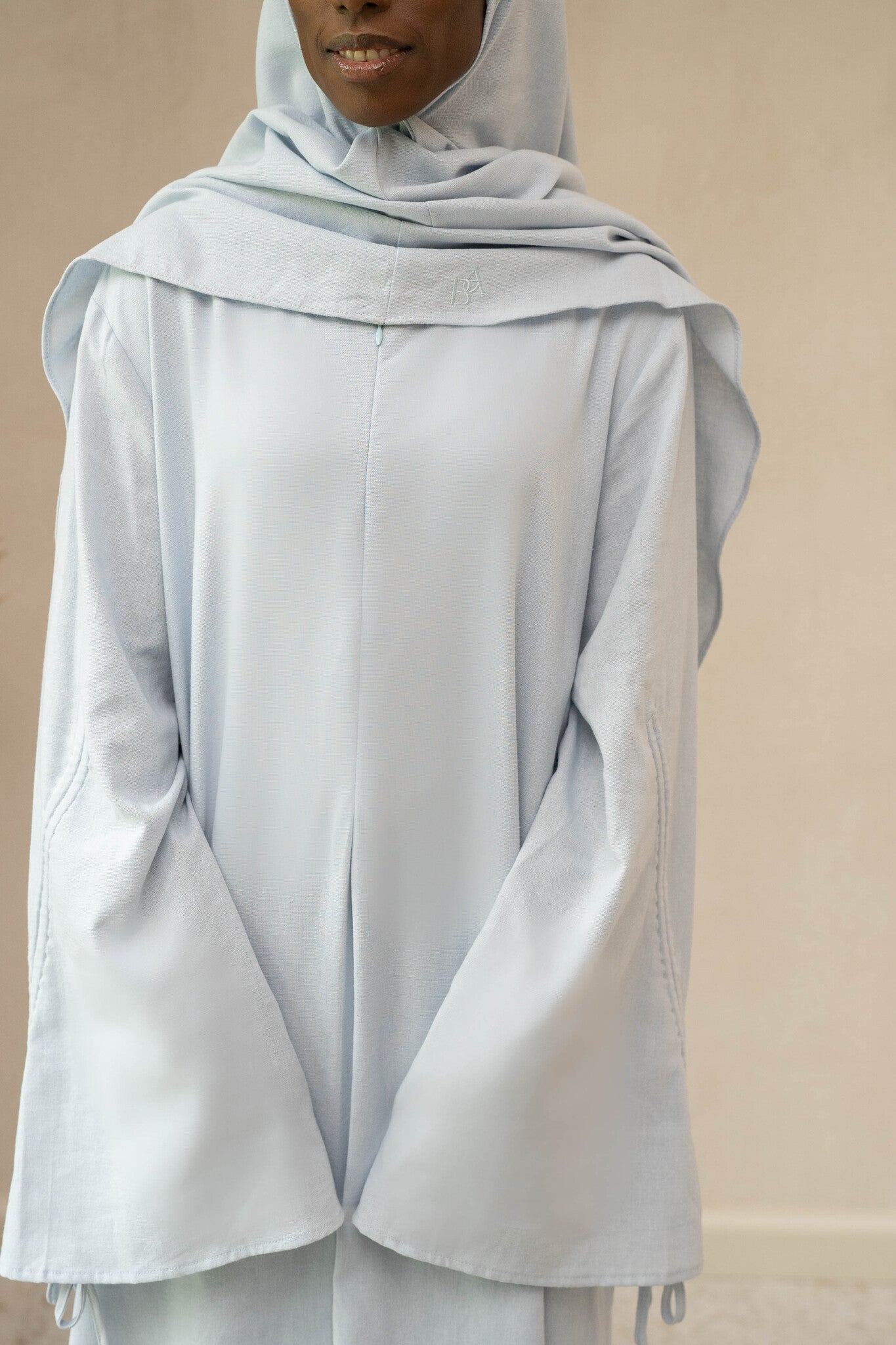 Linen Lace Abaya & Khimar Set